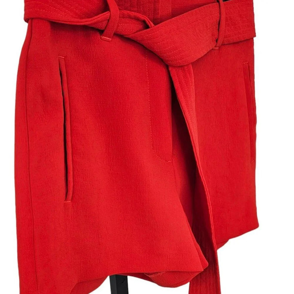 Aritzia Wilfred Tie Waist Shorts  Size 0 Red High Rise Belted Crepe - Picture 6 of 8